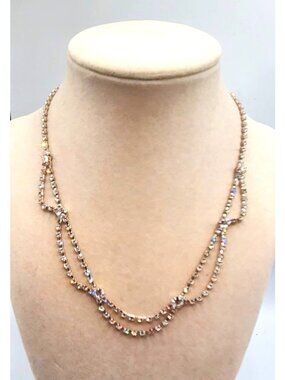 Rhinestone Draped Necklace - Adjustable 14"-16"